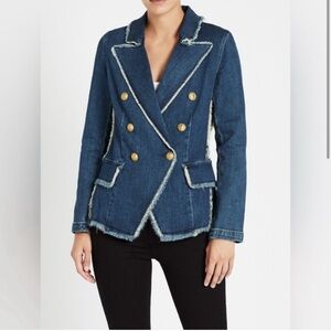 L’agence Kaydence Frayed Denim Blazer/Small